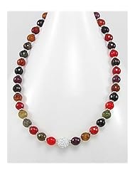 Mixed Colors Agate Necklace In Brass