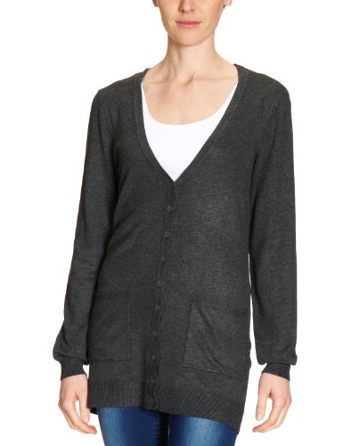 VERO MODA Damen Strickjacke, 10074600, Gr. 40 (L), Grau (DARK GREY MELANGE) Preisvergleich