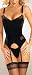 Escante Women's Stretch Velvet Tuxedo Bustier with Matching G-String