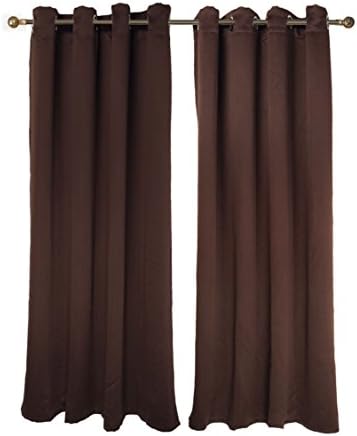 FY-Living Room Darkening Curtains for Bedroom and Living Room,Thermal Insulated Window Drapes with Grommets,Blackout Curtains 63 Inch Long 2 Panels Burg,Chocolate