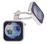 Silver plated lenticular soccer ball (football) image cufflinks with presentation box