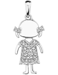 14k White Gold 0.29 Ctw Diamond Girl Charm