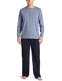 Joseph Abboud Men s Woven Pant With Henley Sleep Set, Denim Heather, Small