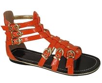 PATENT STRAPPY BUCKLE ROMAN SANDAL