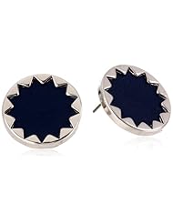 House of Harlow 1960 Silver Tone Leather Sunburst Stud Earrings