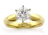 14K Yellow Gold 0.99ct. Round Cut Diamond Solitaire Engagement Ring (H;SI2-I1)