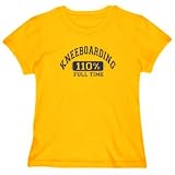 Kneeboarding 110 % FULL TIME Sports Womens T-Shirt (Yellow, Sizes X-Small - XXX-Large)