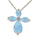 14k Yellow Gold Created Blue Opal and Diamond Cross Pendant, 18