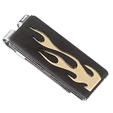 STEL Black Ion Stainless Steel with Yellow Flame Accent Money Clip