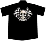 Skull Flags Hot Rod Car Work Shirt, Lucky 13