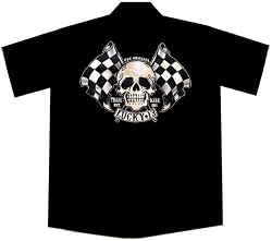 Skull Flags Hot Rod Car Work Shirt, Lucky 13