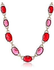Anne Klein "Estate" Gold-Tone, Ruby Red and Pave Collar Necklace, 17"