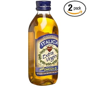 Italica Extra Virgin Olive Oil Enriched with Omega 3, 17-Ounce Bottles (Pack of 2) by Italica