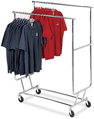 Collapsible Salesman Rolling Rack With Double Hangrail