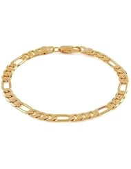 14k Italy Yellow Gold 3.2mm Figaro 3 + 1 Link Chain Bracelet 7" Inches