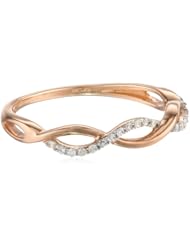 10k Pink Gold Diamond 1/10cttw Twist Ring
