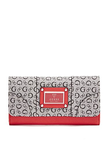 GUESS Women's Doubt Wallet Clutch Bag, (Black / Red)