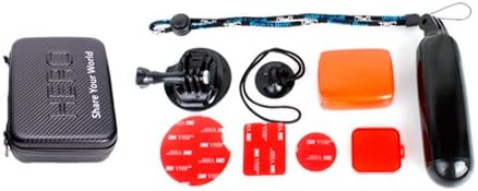 Shopready Bundle Set for GoPro Hero 3+, Hero 3 Plus, Hero 4 Camera Backdoor Floaty Anti Sink Float Box with 3m Adhesive Sticker / Black Surfboard Mount with Adhesive Anchor and Camera Tether Kit / Black Diving Bobber Floating Hand Grip Mount / Waterproof Housing Underwater Red Color Filter Cover / 9'' POV Water Resistant Carbon Fiber Armoured Protective Shell Full Set Travel Storage Case with Shock Absorbing EVA Foam - Mid Size