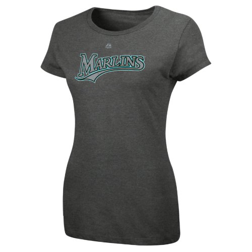 MLB Hanley Ramirez Florida Marlins Women's Short Sleeve Crew Neck Tee (Charcoal Heather, Medium)