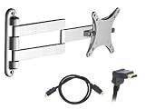 Pyle Super Wall Mount & Cable Package for Home/Office/Schools/Public -- PWLB121 Articulating Wall Mount for 10 to 24 Displays + PHDMRT3 3Ft. Horizontal Swivel High Definition HDMI Cable With Heavy-Duty Fiber Shielding.