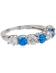 Sterling Silver Colored and White Cubic Zirconia Ring