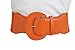 TFJ Women Elastic Waistband Belt Waist Hip Silver Metal Studs XS S M Orange