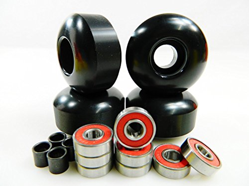 Big Boy Set of 4 Skateboard Wheels Blank 52mm with Abec 7 Bearings and Spacers, Black