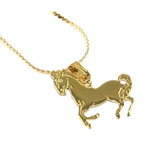 18k Yellow Gold Layered Unicorn Charm Necklace ~ LIFETIME GUARANTEE by Western Earrings