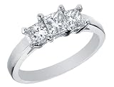 Diamond Engagement Anniversary Three Stone Ring 1 Carat (ctw) Princess Cut in 14K White Gold