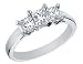 Diamond Engagement Anniversary Three Stone Ring 1 Carat (ctw) Princess Cut in 14K White Gold