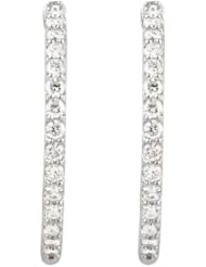 14K White Gold Diamond Hoop Earrings - 2.00 Ct. -- LIFETIME WARRANTY