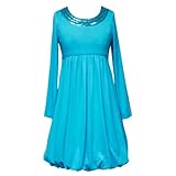IMAGE OF Size-7 RRE-54811F TURQUOISE-BLUE SEQUIN NECKLINE BUBBLE KNIT Special Occasion Flower Girl Holiday Pageant Party Dress,F454811 Rare Editions 7-16