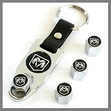 Dodge Ram Black Logo Tire Valve Caps with Wrench Key Chain