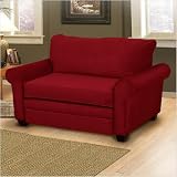 Sleep and Store Twin Sleeper Chair with Rolled Arm Color: Suede-Burgandy