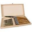 Laguiole Boxed Set of 6 Stainless Steel Steak Knives Olive Wood Handles Pierre Dubost Authentic French Import