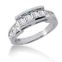 14K White Gold Wedding band - 1.45CT Emerald Cut Diamond Ring(H-I Color, I1 Clarity), All Sizes Available