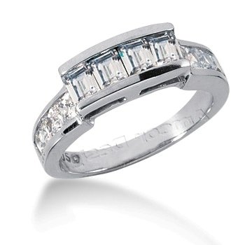 410%2BLVZy6wL 14K White Gold Wedding band 1.45CT Emerald Cut