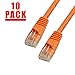 GRANDMAX CAT6 10FT Orange RJ45, 550MHz, UTP Ethernet Network Patch Cable Snagless/Molded Bubble Boot, 10 Pack