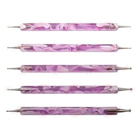 Set of 5 Purple/Pink Swirl Double Ended Nail Art Dotting/Marbleizing tools