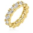 14k Gold Bonded Eternity Ring Featuring Pave Trillion Cut Clear CZs - Size: 5-10