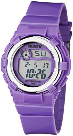 Montic Kids Multi Function Digital Purple Water Resistant Sports Watch for Children