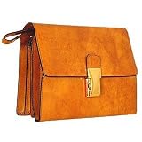 Pratesi Men's Triple Gusset Mustard Yellow Leather Clutch