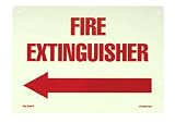 410%2BWn4EGpL. SL160  Jessup FS 7520 R 211 Fire Extinguisher   Rigid Sign with Left Arrow, Red Letters on Photoluminescent Background, 10 by 14 Inch