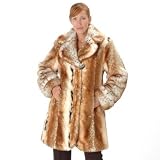 Pamela McCoy Large Notch Collar Natural Lynx Fur Replica Swing Coat