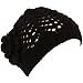 Crochet Flower Vent Knit Beanie Skull Winter Hat Black