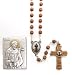 St. Francis Rosary and Plaque Set - 4mm Wooden Beads and 22" Chain - IMPORTED FROM ITALY!