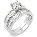 Jewelry : Sterling Silver Cubic Zirconia CZ Wedding Engagement Ring Set