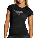 NCAA SMU Mustangs Ladies Black Foil Logo Cap Sleeve T-shirt