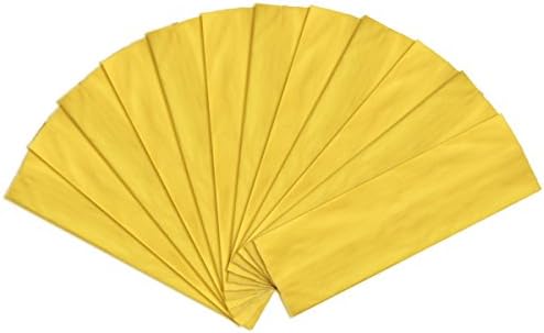 High Quality Cotton Elastic Yoga Fashion Wide Headband, Solid Yellow (12 pack)