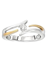 14k Two-Tone Gold Diamond Bypass Ring (1/8 cttw, H-I Color, I1 Clarity)
